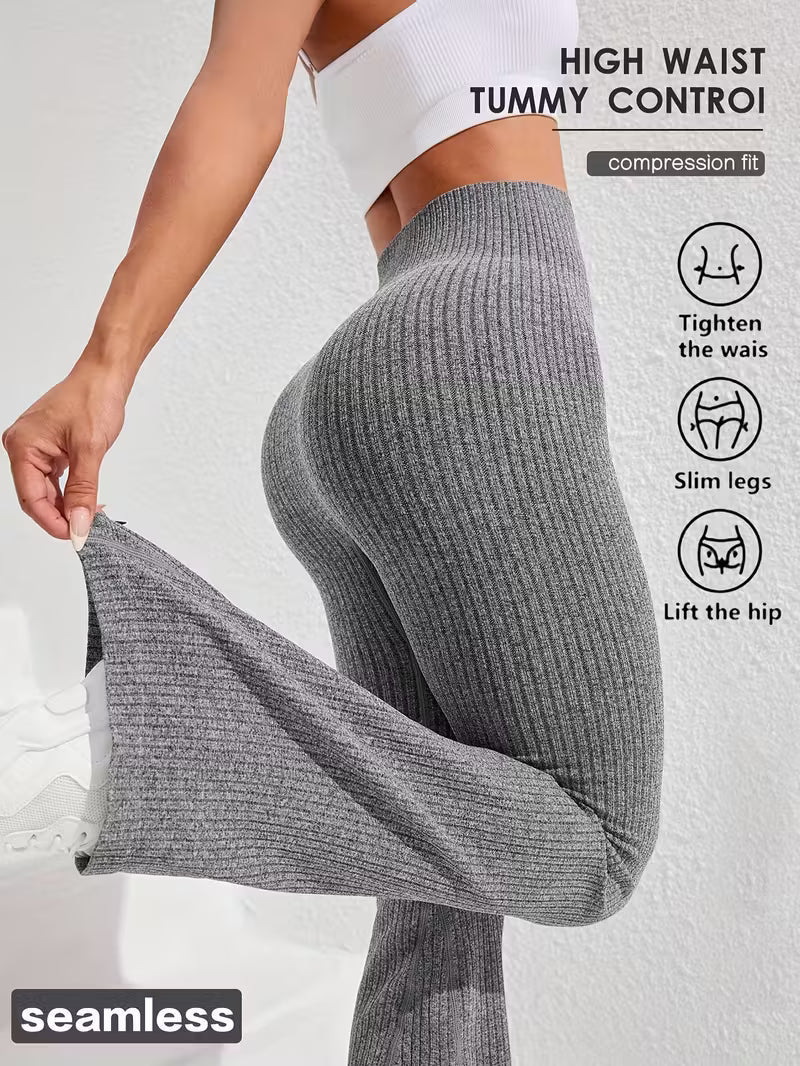 Ribbed Seamless Flare Leggings