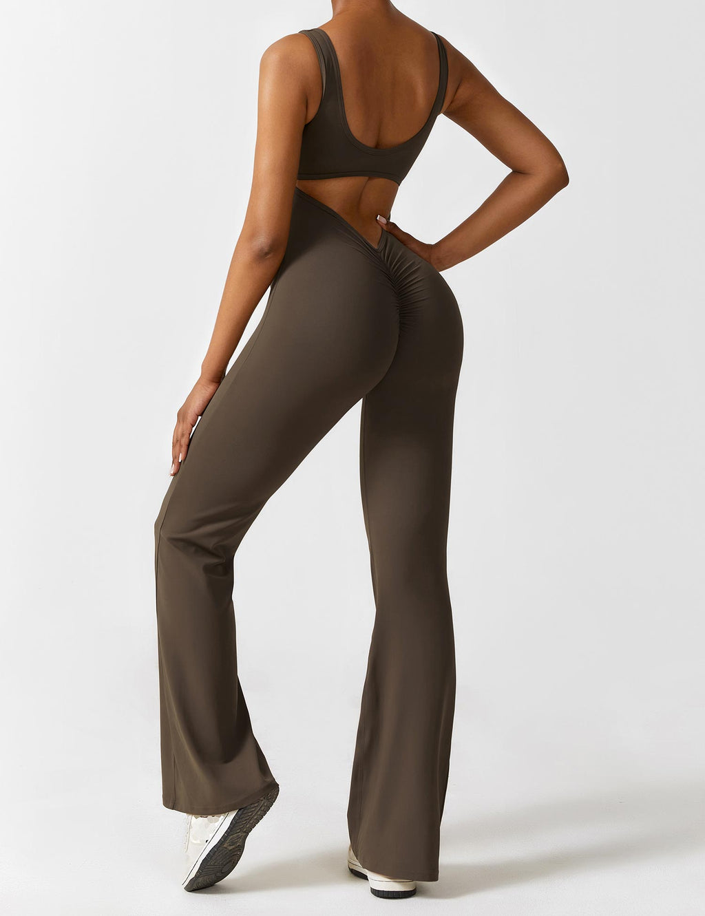 V-Back Flare-Leg Jumpsuit