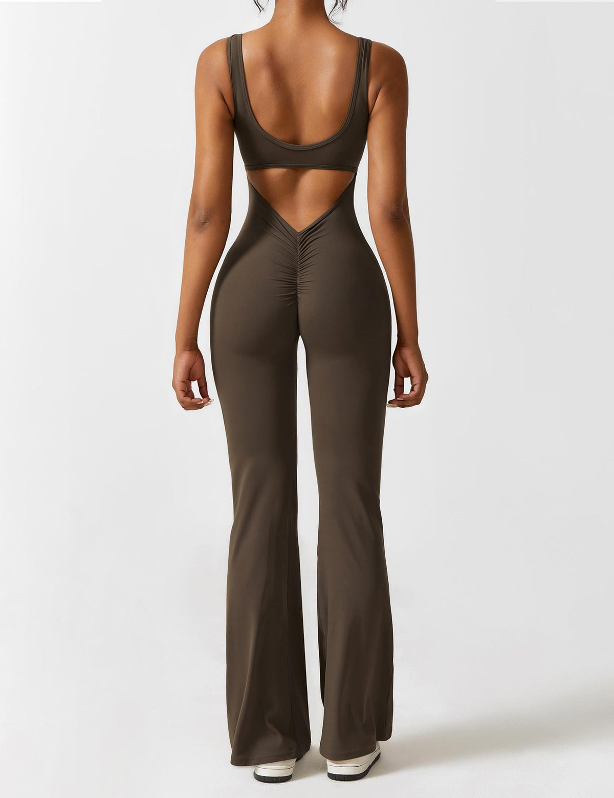 V-Back Flare-Leg Jumpsuit