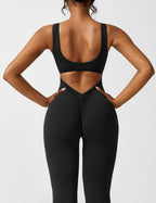 V-Back Flare-Leg Jumpsuit