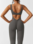 V-Back Flare-Leg Jumpsuit