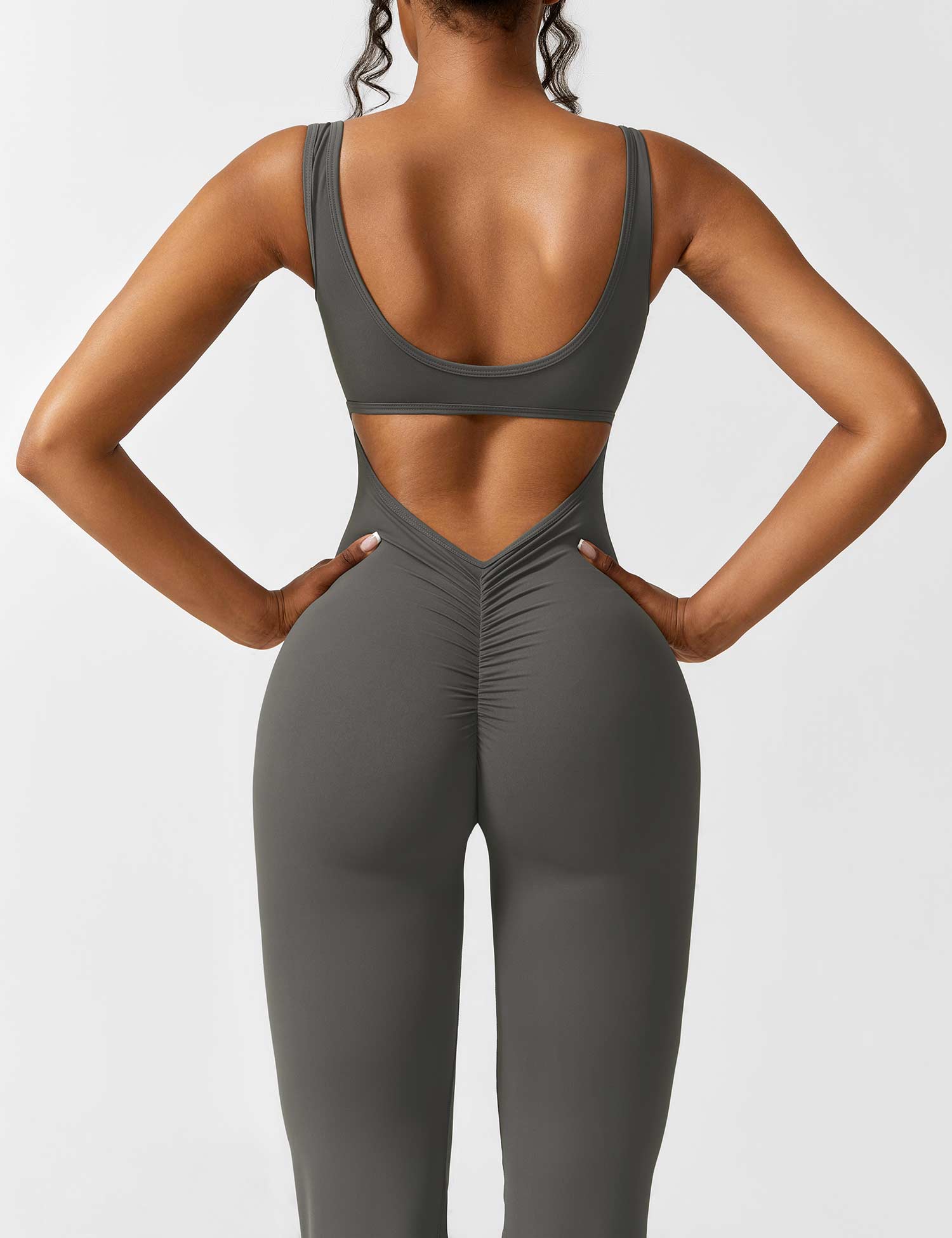 V-Back Flare-Leg Jumpsuit