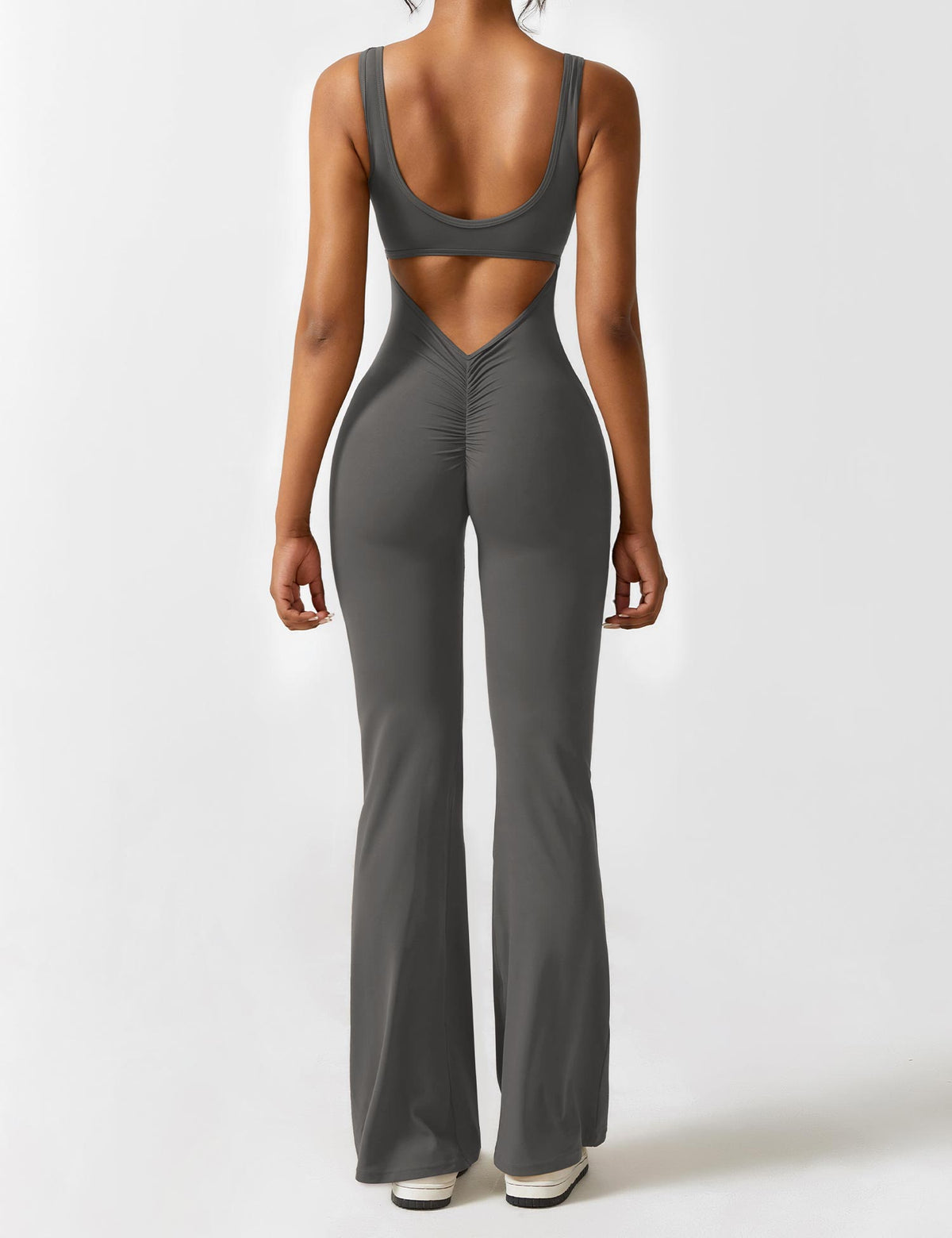 V-Back Flare-Leg Jumpsuit