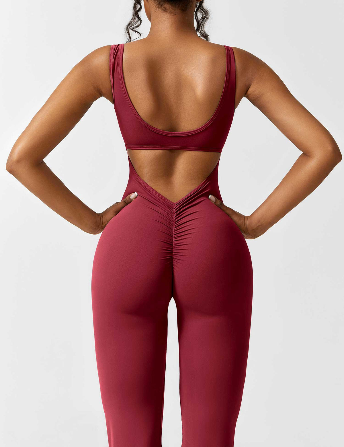 V-Back Flare-Leg Jumpsuit