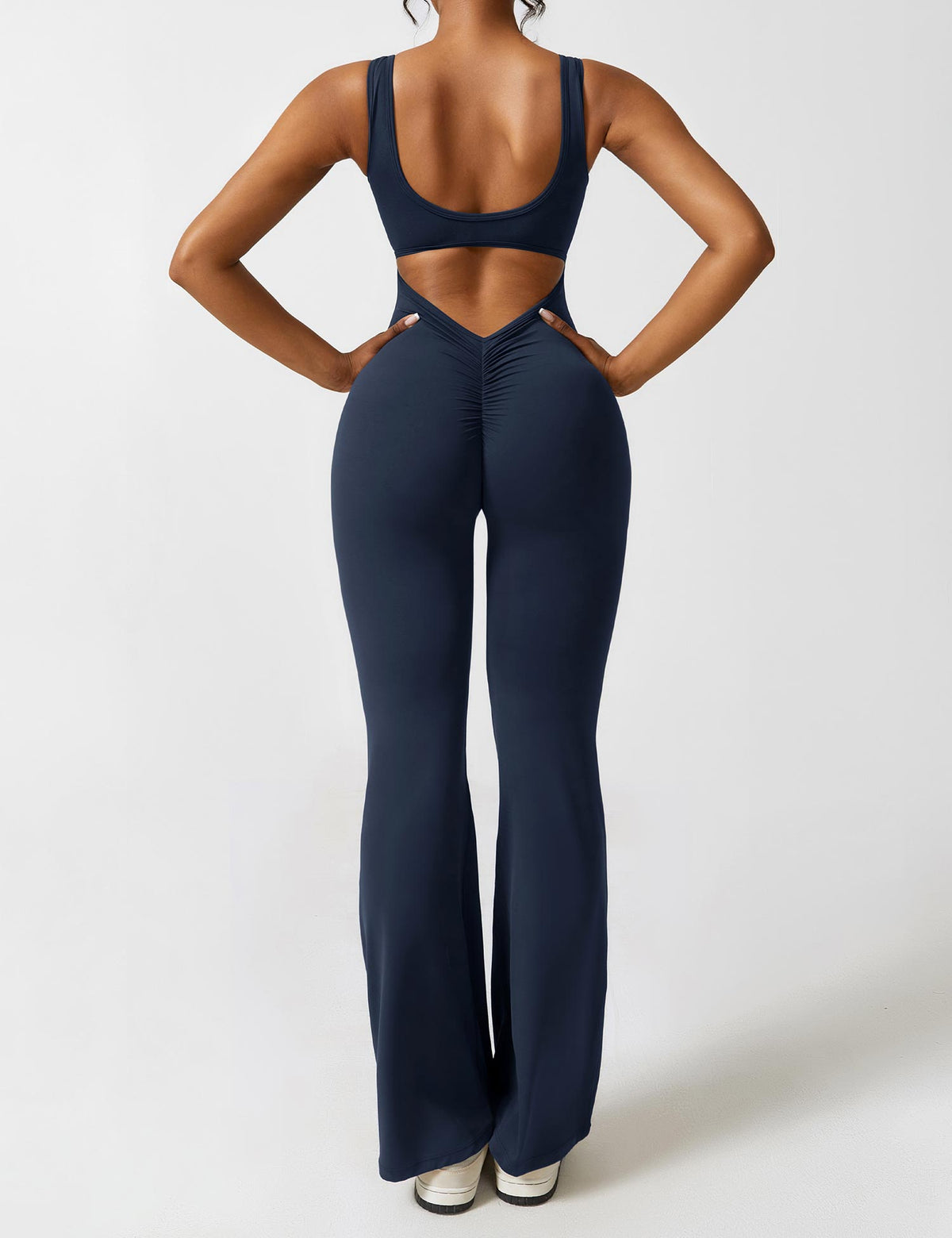 V-Back Flare-Leg Jumpsuit