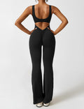 V-Back Flare-Leg Jumpsuit