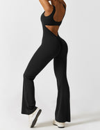 V-Back Flare-Leg Jumpsuit