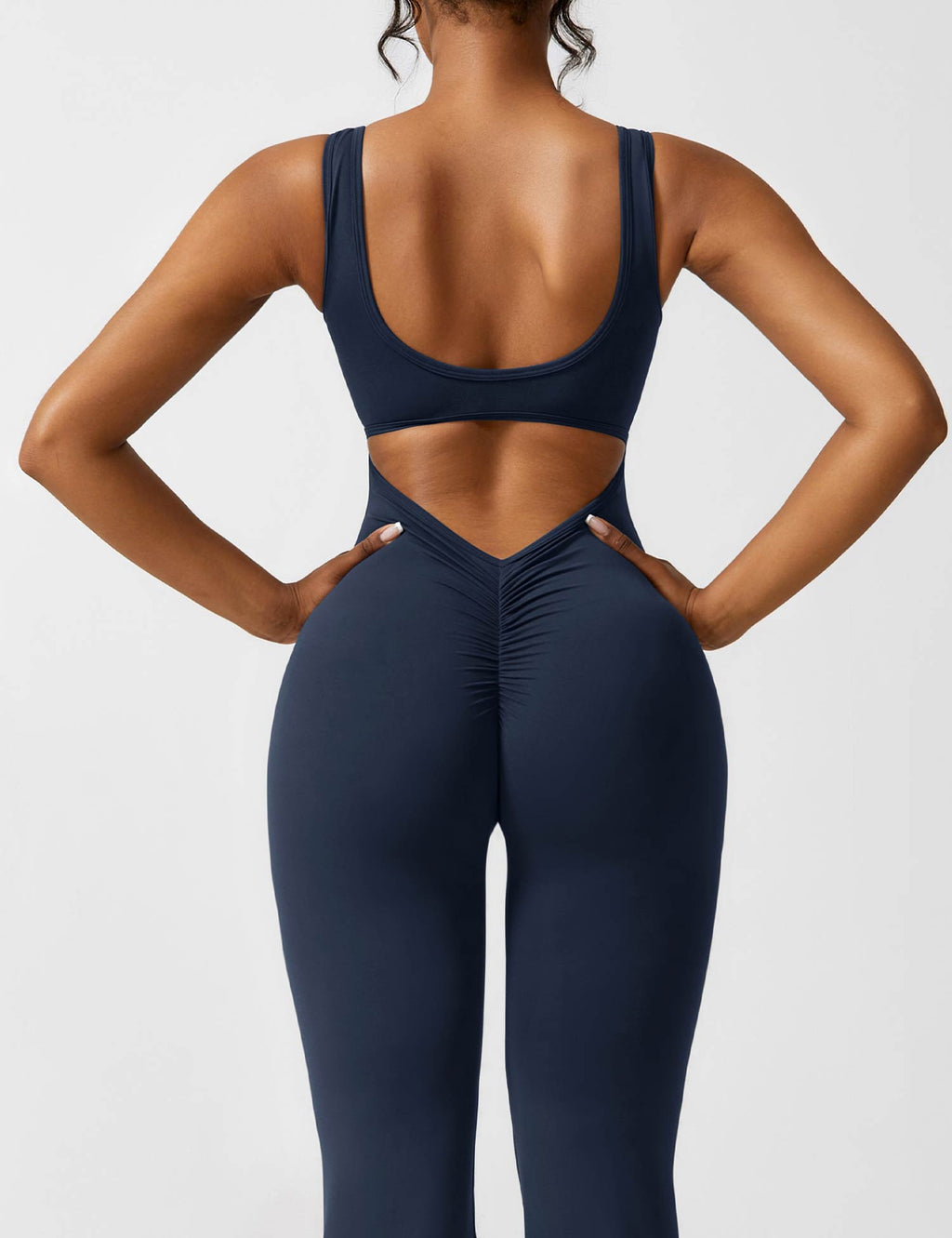 V-Back Flare-Leg Jumpsuit