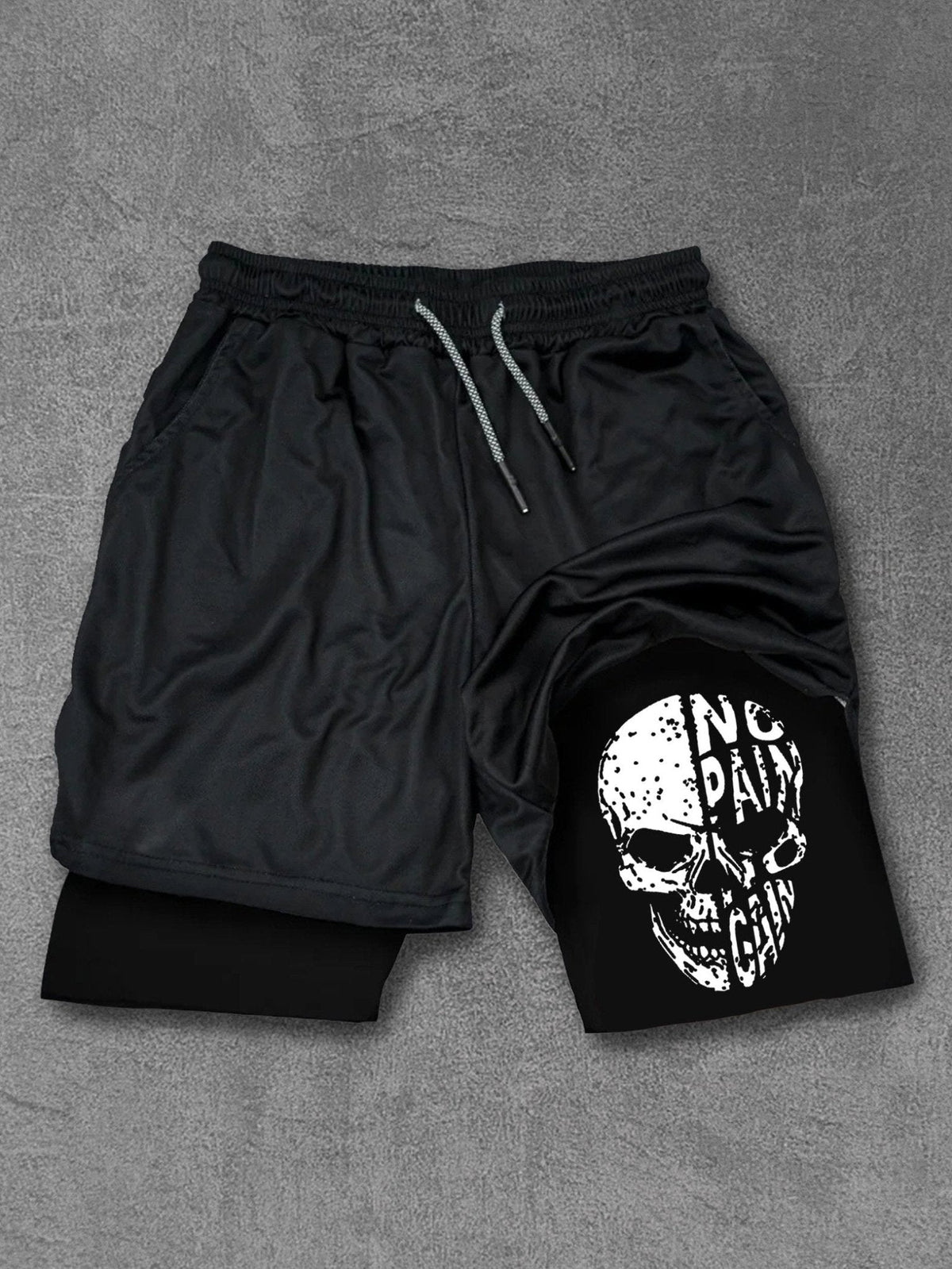 No Pain No Gain Skull Performance Shorts
