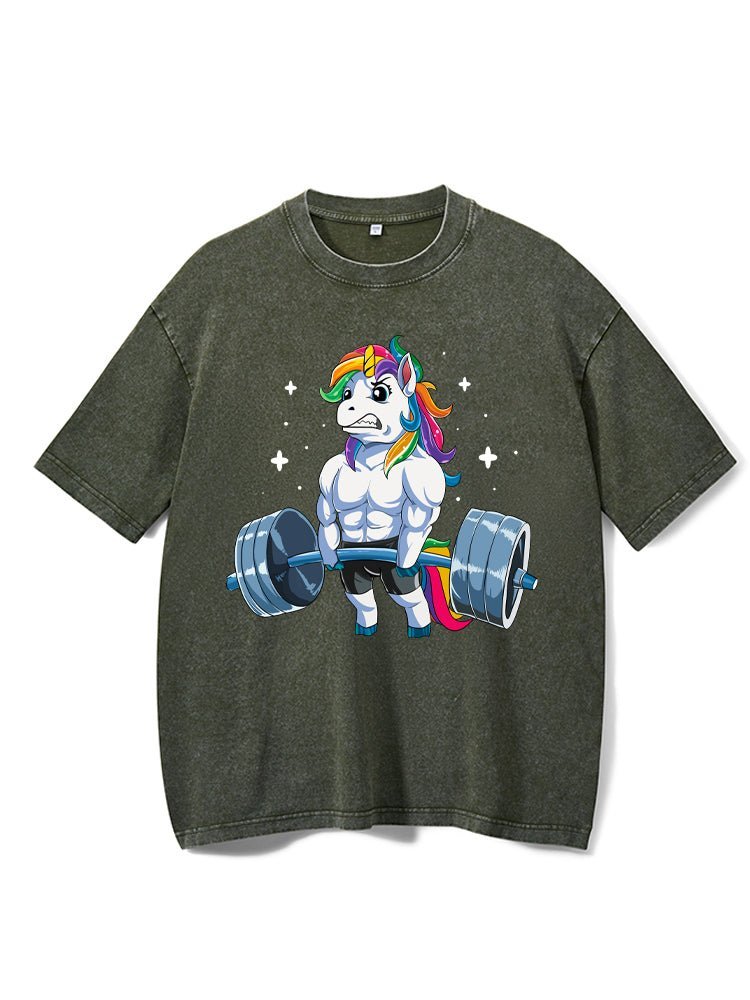 Weightlifting Unicorn Washed T-Shirt