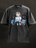 Weightlifting Unicorn Washed T-Shirt