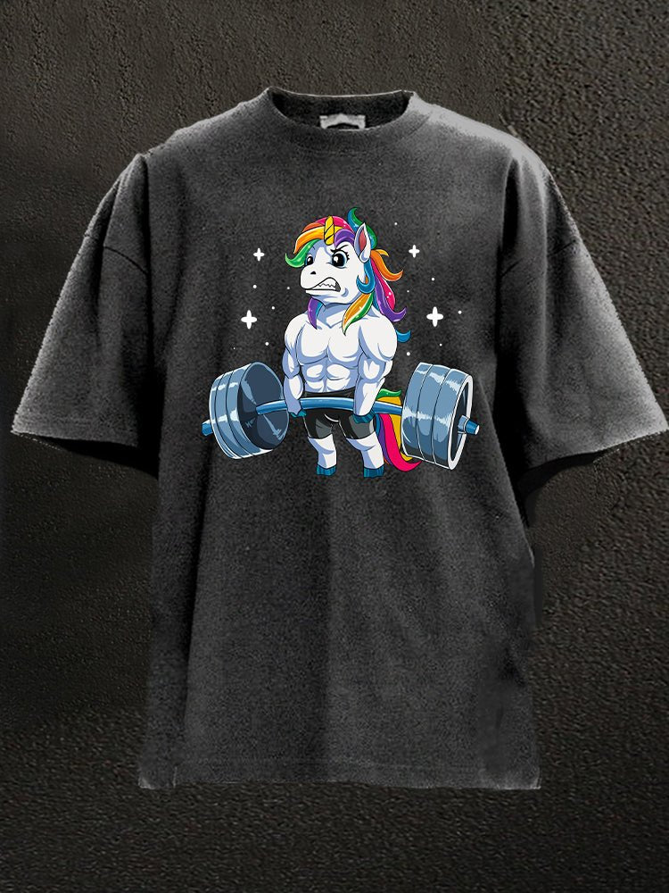 Weightlifting Unicorn Washed T-Shirt