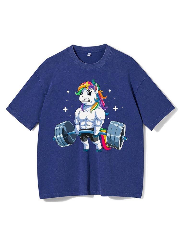 Weightlifting Unicorn Washed T-Shirt