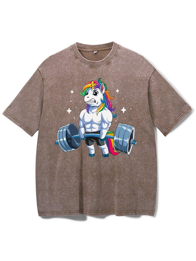 Weightlifting Unicorn Washed T-Shirt
