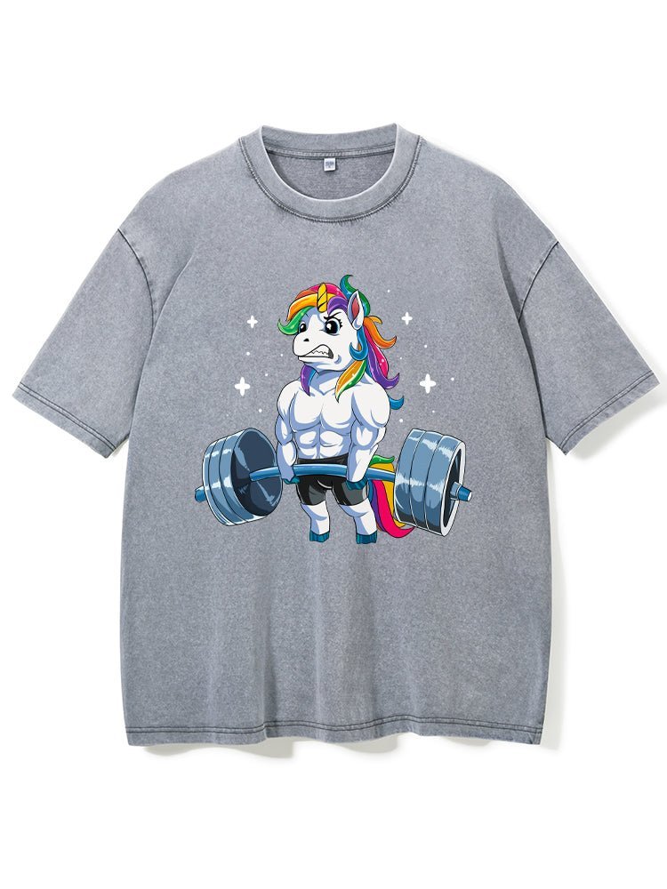 Weightlifting Unicorn Washed T-Shirt